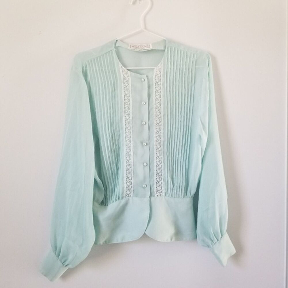 Vintage Michelle Stuart Lace Peplum Blouse (see measurements) - Picture 4 of 10